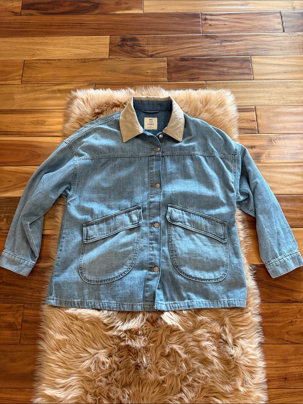 Free People “We The Free” Lemon Denim Jacket size Small - Picture 5 of 13